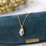 925 Silver Necklace Cone Quartz Pendant Chain 14K Plated Fine Jewelry