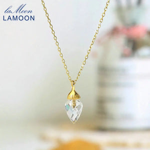 925 Silver Necklace Cone Quartz Pendant Chain 14K Plated Fine Jewelry