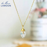 925 Silver Necklace Cone Quartz Pendant Chain 14K Plated Fine Jewelry