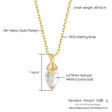 925 Silver Necklace Cone Quartz Pendant Chain 14K Plated Fine Jewelry