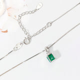 925 Silver Necklace Mini Square Chalcedony Pendant Silver Chain 18K Plated