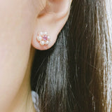 925 Silver Stud Earring Flower Pearl Amethyst Gemstone 18k Rose Plated