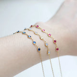 925 Silver Bracelet Opal Ruby Sapphire Gemstone 10K Plated Jewelry LMHI026