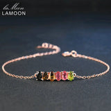 925 Silver Bracelet MultiColor Tourmaline Gemstone 18K Rose Plated