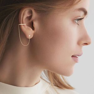 925 Silver Ear Line Clip CZ Korea Single Earring EI042