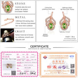 925 Silver Peridot Gemstone Stud Earrings 18K Rose Plated Leaf Shape