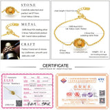925 Silver Natural Citrine Gemstone Bracelet Women 14K Plated Fine Jewelry