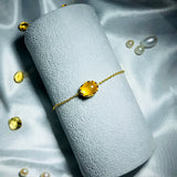 925 Silver Natural Citrine Gemstone Bracelet Women 14K Plated Fine Jewelry