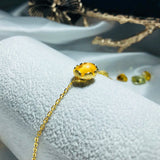 925 Silver Natural Citrine Gemstone Bracelet Women 14K Plated Fine Jewelry
