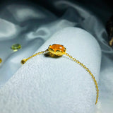 925 Silver Natural Citrine Gemstone Bracelet Women 14K Plated Fine Jewelry