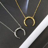 925 Silver Choker Necklace Moon Pendant Yellow Jewelry LMNL018