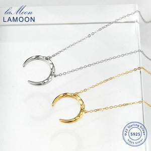 925 Silver Choker Necklace Moon Pendant Yellow Jewelry LMNL018