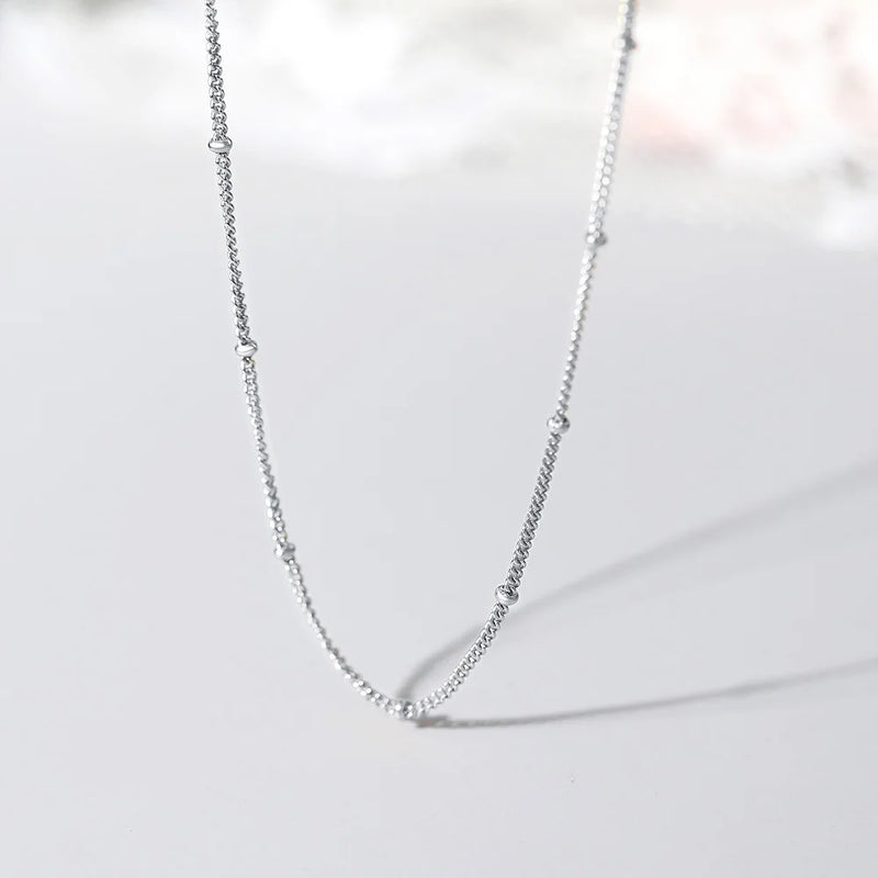 925 Silver Beads Chain Choker Necklace NL023
