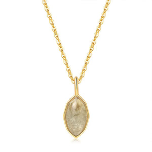 925 Silver Necklace African Labradorite Gemstone Pendant 14K Plated Jewelry