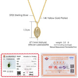 925 Silver Necklace African Labradorite Gemstone Pendant 14K Plated Jewelry