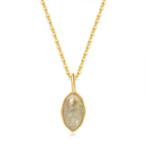 925 Silver Necklace African Labradorite Gemstone Pendant 14K Plated Jewelry