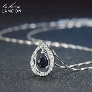 925 Silver Necklace Women Sapphire Gemstone Pendant 18K Fine Jewelry