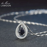 925 Silver Necklace Women Sapphire Gemstone Pendant 18K Fine Jewelry