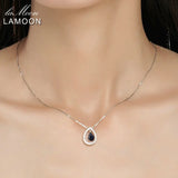 925 Silver Necklace Women Sapphire Gemstone Pendant 18K Fine Jewelry