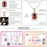925 Silver Necklace Red Garnet Pendant 18K Rose Plated Fine Jewelry