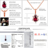 925 Silver Necklace Teardrop Garnet Pyrope Pendant Rose Plated Jewelry