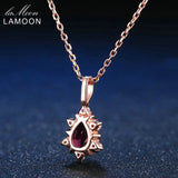 925 Silver Necklace Teardrop Garnet Pyrope Pendant Rose Plated Jewelry