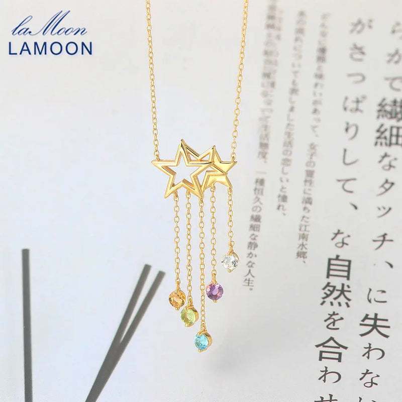 925 Silver Necklace Shooting Star Gemstone Pendant