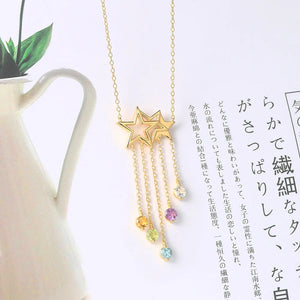 925 Silver Necklace Shooting Star Gemstone Pendant
