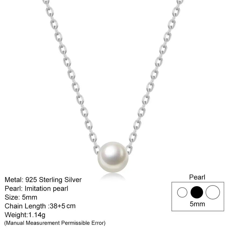 925 Silver Mini Pearl Pendant Necklace NL039
