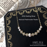 925 Silver Pearls Necklace for Women Vintage Jewelry