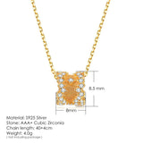 925 Silver Necklace Star CZ Diamond Pendant Light Plated Jewelry