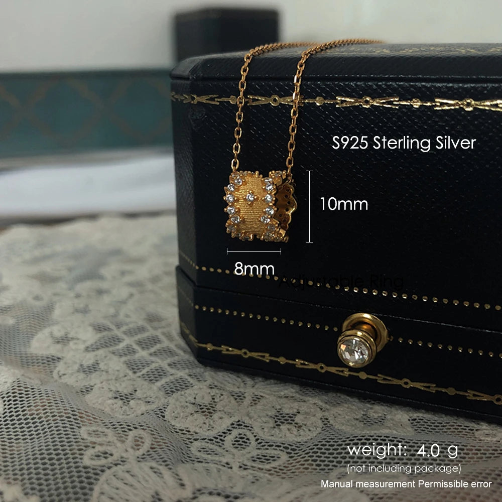 925 Silver Pendant Necklace Vintage Princess Collarbone Chain Jewelry