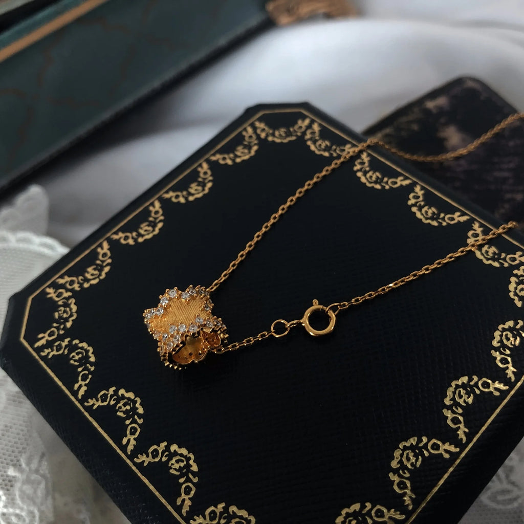 925 Silver Pendant Necklace Vintage Princess Collarbone Chain Jewelry