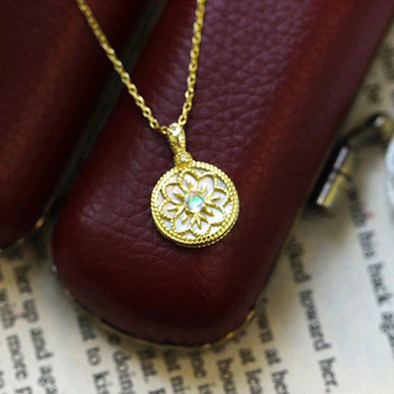 925 Silver Pendant Necklace Women Moonstone Fine Jewelry