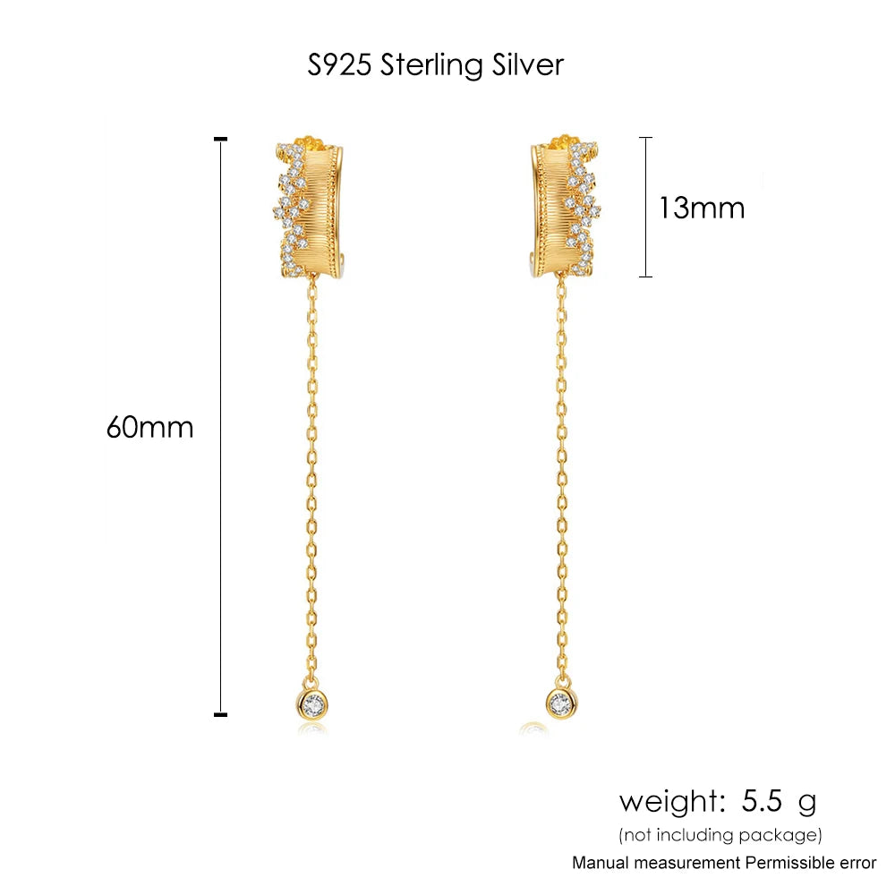 925 Silver Stars Drop Earrings Vintage Line Jewelry