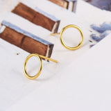 925 Silver Stud Earring for Women Yellow Circle Round Gift Jewelry