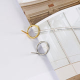925 Silver Stud Earring for Women Yellow Circle Round Gift Jewelry