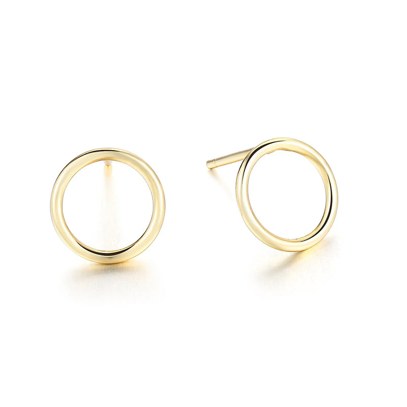 925 Silver Stud Earring for Women Yellow Circle Round Gift Jewelry