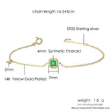 925 Silver Emerald Bracelet Retro Princess 14K Plated Jewelry