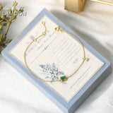 925 Silver Emerald Bracelet Retro Princess 14K Plated Jewelry