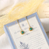 925 Silver Synthetic Emerald Drop Earrings Retro Princess Cut 14K Plated