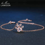 Pink Rose Quartz Bear Paw Charm Bracelet