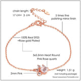 Pink Rose Quartz Bear Paw Charm Bracelet