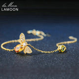 LAMOON 5X7mm Citrine 925 Silver Bracelet