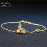 LAMOON 5X7mm Citrine 925 Silver Bracelet