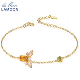 LAMOON 5X7mm Citrine 925 Silver Bracelet