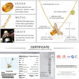 925 Silver Necklace Natural Citrine Gemstone 14K Plated Pendant Jewelry