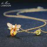925 Silver Necklace Natural Citrine Gemstone 14K Plated Pendant Jewelry