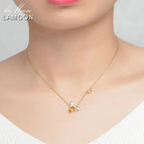 925 Silver Necklace Natural Citrine Gemstone 14K Plated Pendant Jewelry