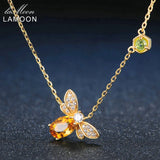 925 Silver Necklace Natural Citrine Gemstone 14K Plated Pendant Jewelry